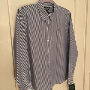 Lauren XL Non-iron blue and white striped women’s blouse. Never worn.